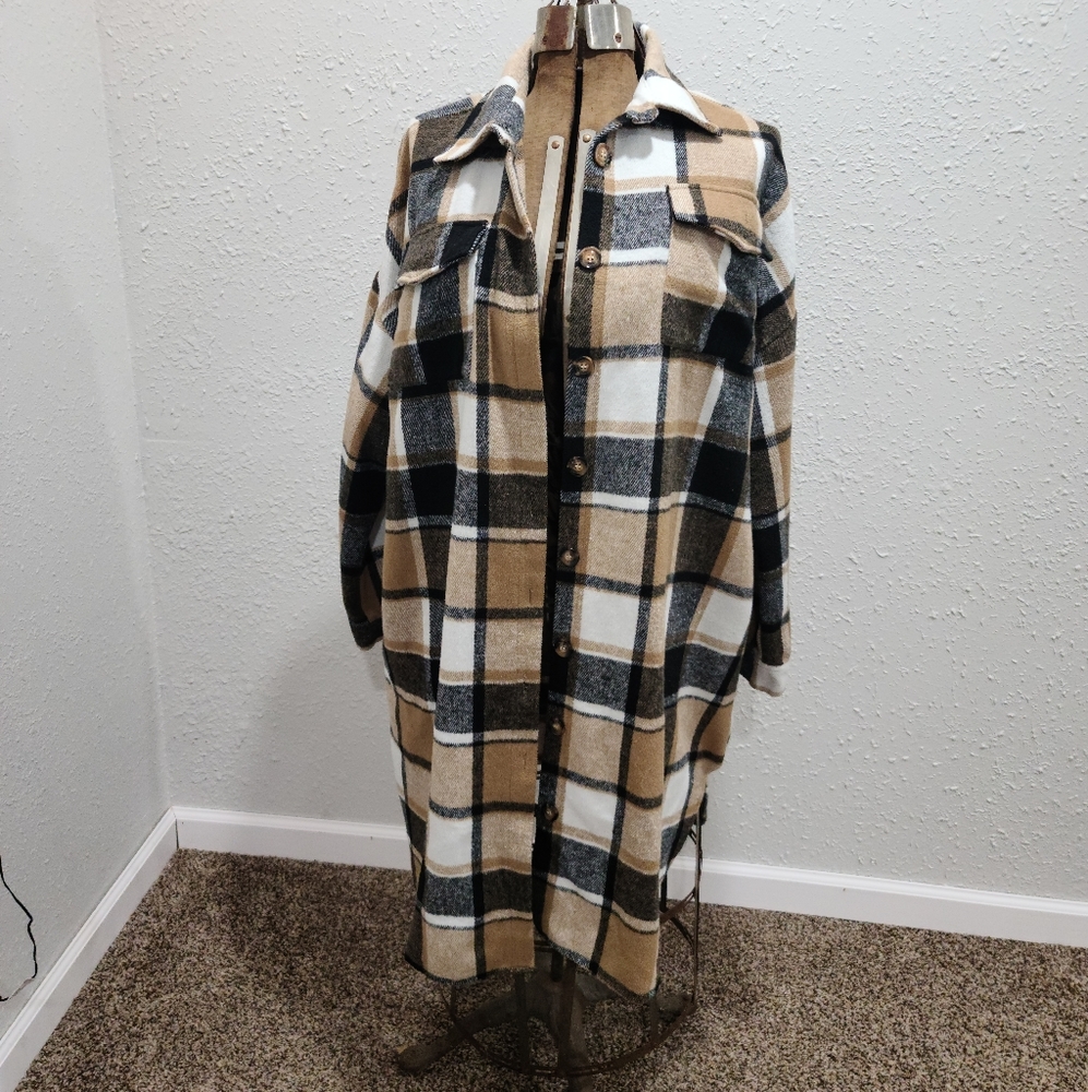 Long flannel shacket